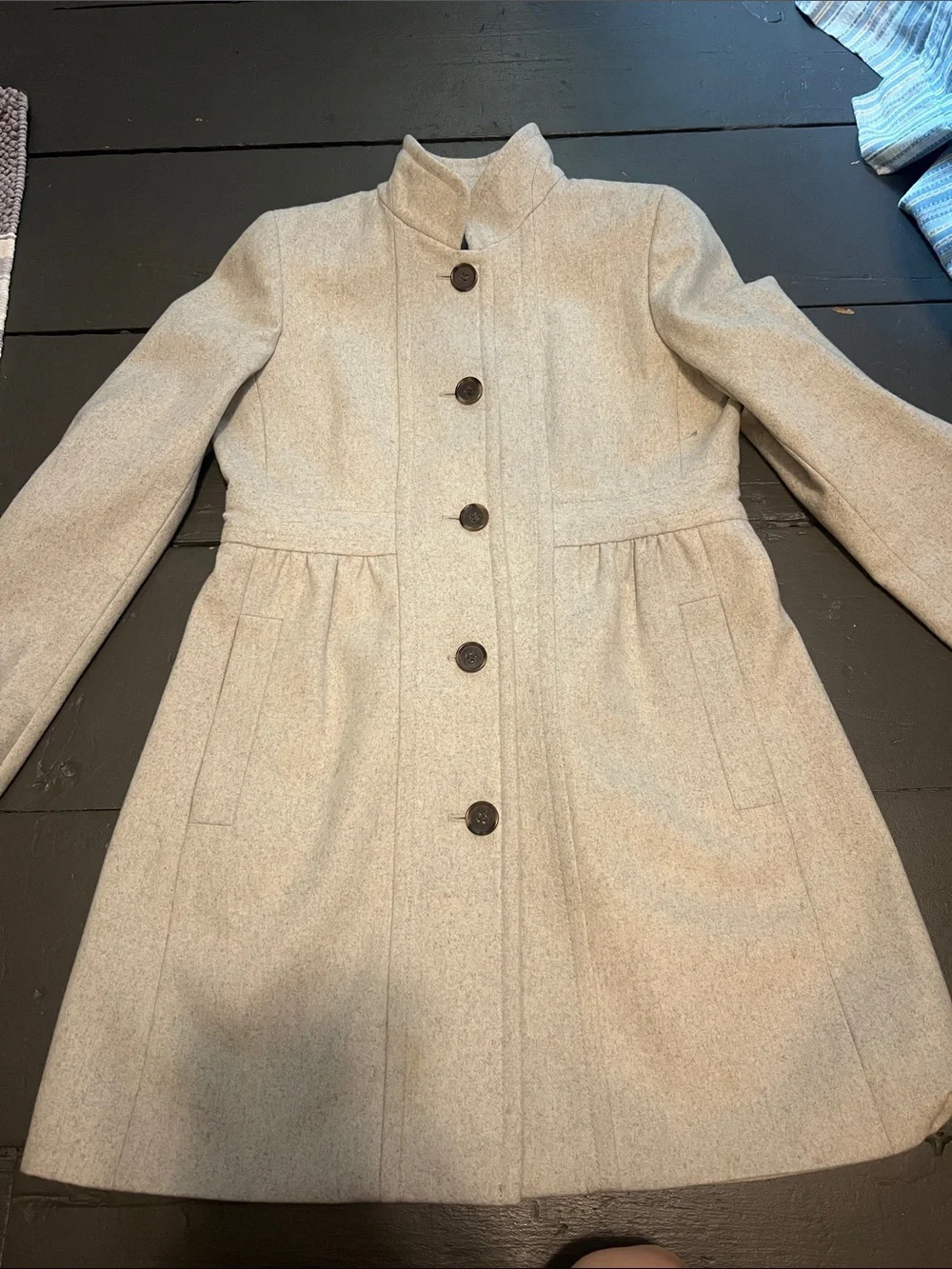 J. Crew Cream Lady Day Wool-Blend Pea Coat with Stand Collar - Picture 5 of 5